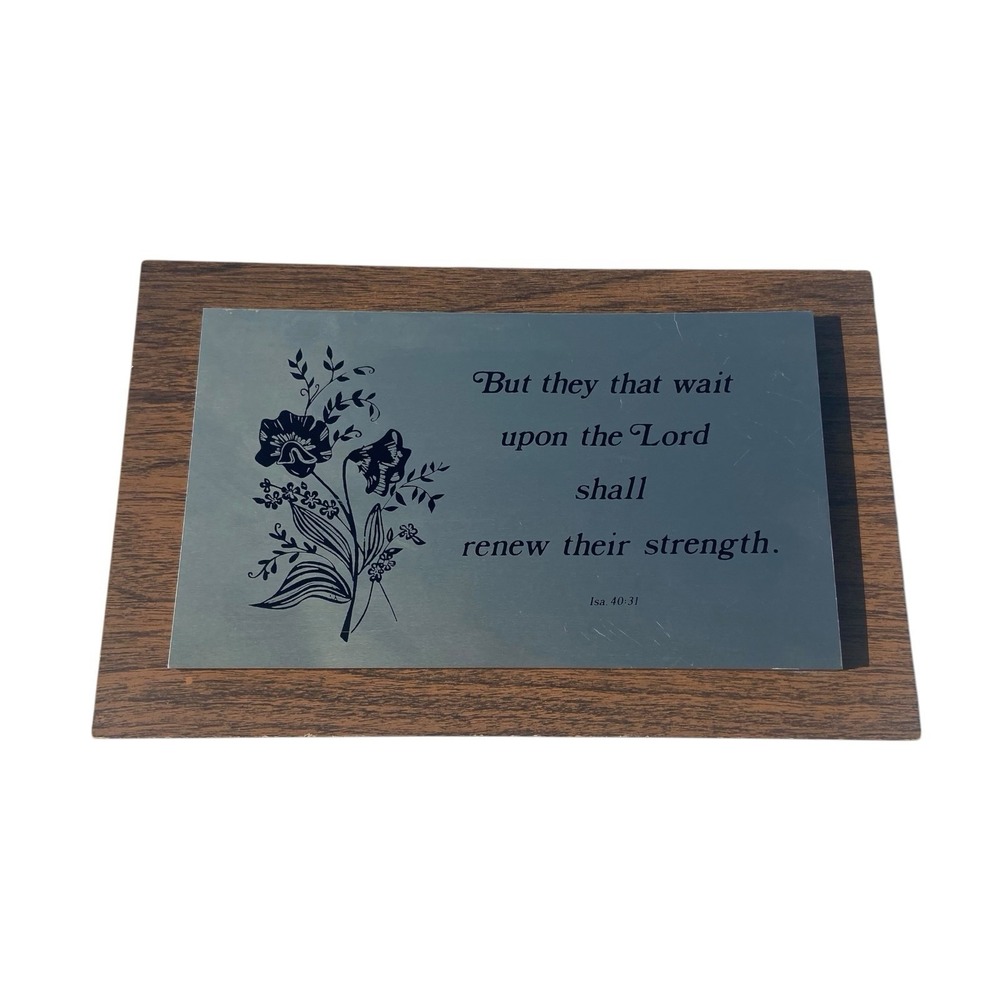 Christian Wood and Metal Wall Plaque Isiah 40:31  Cottagecore Religion